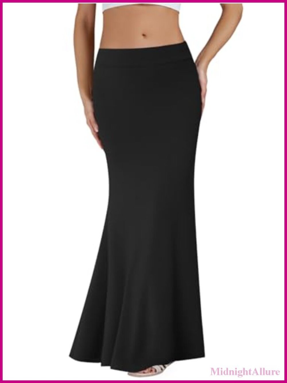 Foldover High Waist Maxi Skirt A-Line Flowy Stretchy